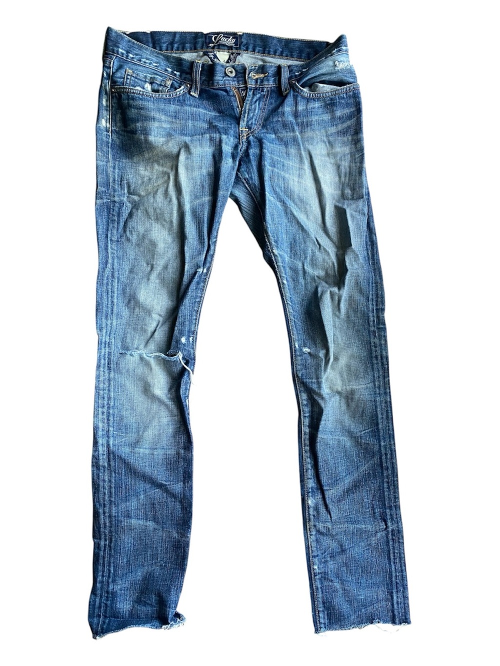 Lucky women's Blue Distressed Slim Jeans made in usa